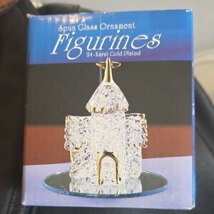 Spun Glass Figurine Ornament with 24 Gold Plated Castle